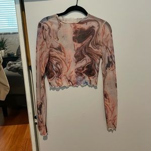 Mesh Tie Dye Long Sleeve Top
